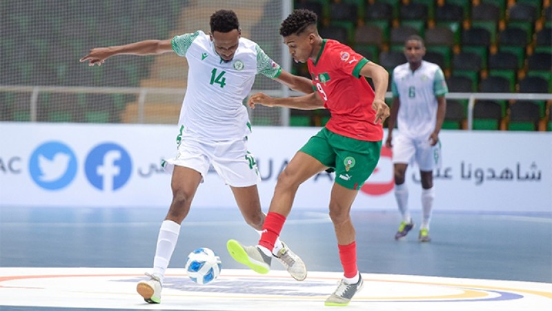 المنتخب المغربي يفوز على جزر القمر بخمسة أهداف للاشيء في بطولة كأس العرب لكرة القدم داخل القاعة بجدة