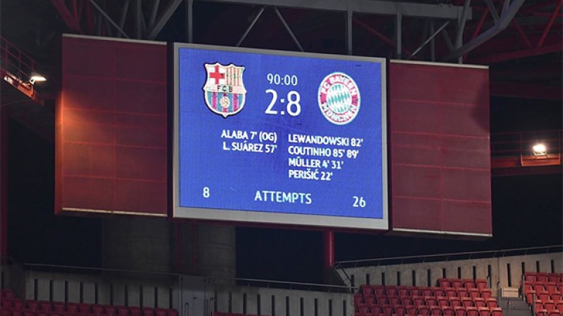 دوري أبطال أوروبا, بايرن ميونيخ يتغلب على برشلونة (8-2) ويبلغ نصف النهائي