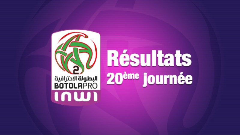 Botola Pro D2 "Inwi" (20è journée).. Résultats complets et Classement
