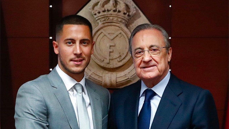 Le Real Madrid présente sa nouvelle recrue Eden Hazard au Santiago Bernabeu