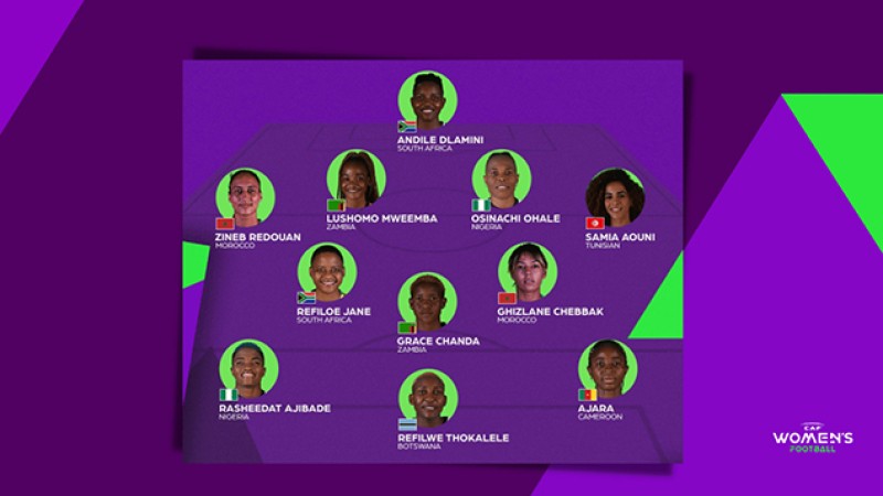 CAN Féminine TotalEnergies 2022.. L’équipe type de la phase de groupes avec des représentants de sept pays