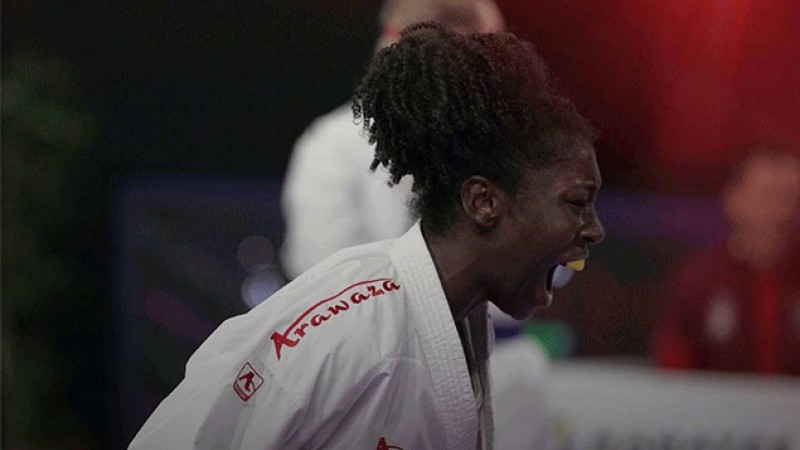 Coupe internationale Mohammed VI de karaté (moins 61 kg).. la Marocaine Fatima-Zahra Chajai médaillée de bronze