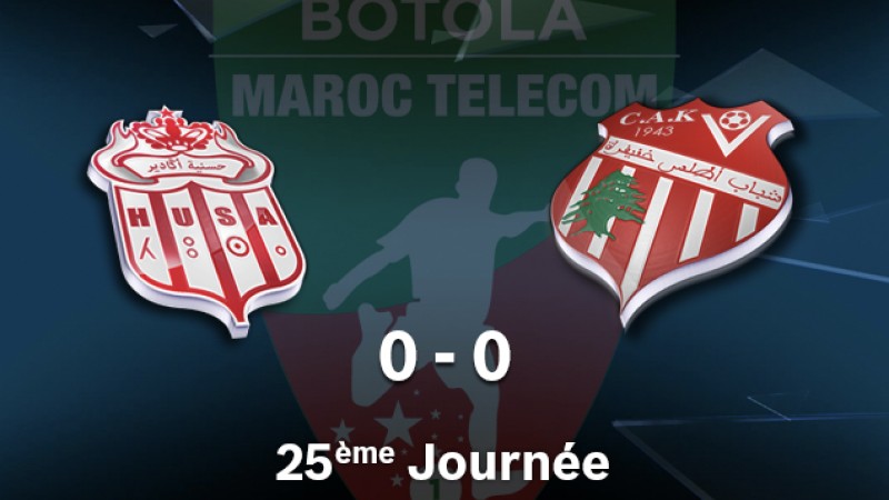 Botola Pro M.T. D1 (25è journée): Hassania d'Agadir tenu en échec face au Chabab Atlas Khénifra (0-0)