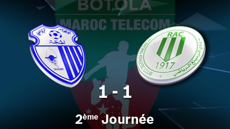 Botola Maroc Télécom D1 (2ème journée): L’ittihad de Tanger tenu en échec sur sa pelouse face au RAC de Casablanca (1-1)