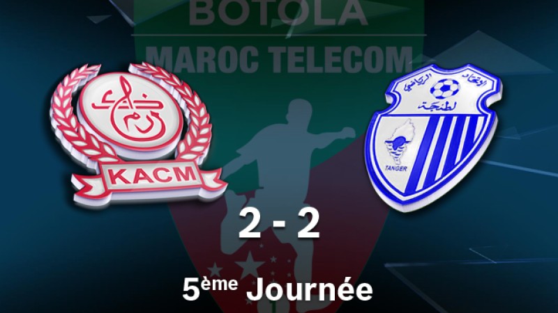 Botola Maroc Télécom D1 (5ème journée): Match nul entre Kawkab Marrakech et Ittihad de Tanger (2-2)