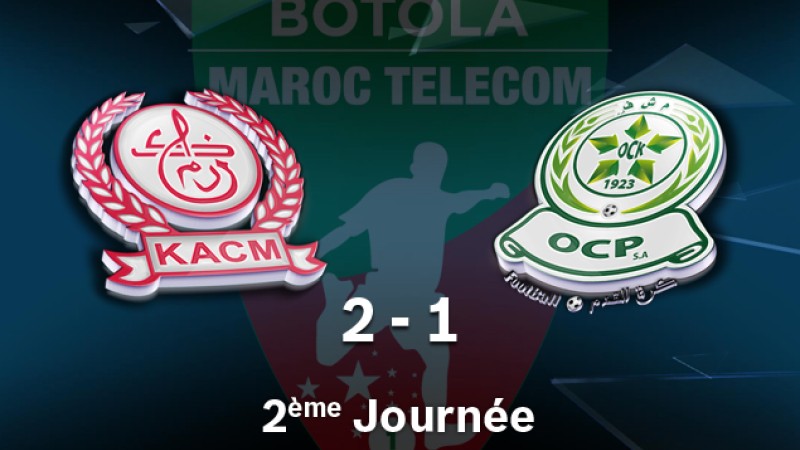Botola Maroc Télécom D1 (2ème journée): Le Kawkab de Marrakech s’impose à domicile face à l’Olympique de Khouribga (2-1).