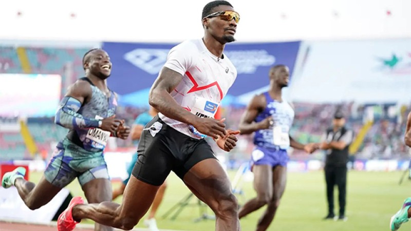 Meeting Mohammed VI d'athlétisme (100 m hommes).. victoire et record du meeting pour l'Américain Fred Kerley