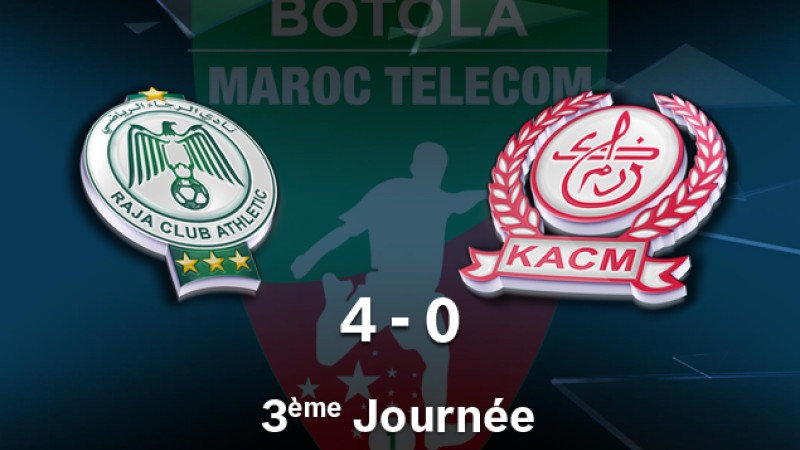 Botola Maroc Télécom D1 (3è journée): Le Raja de Casablanca écrase Le Kawkab de Marrakech (4-0)