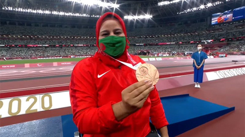 Jeux paralympiques (Lancer du poids/F34).. la Marocaine Saida Amoudi remporte la médaille de bronze