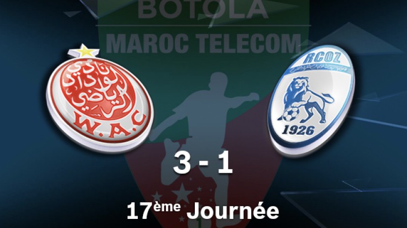 Botola M.T. D1 (17ème journée): Le Wydad de Casablanca s'impose face au Rapide Oued Zem (3-1)