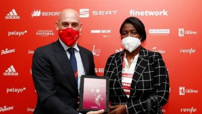 Rencontre entre le président de la Fédération espagnole de football et la présidente de la Ligue nationale de football féminin