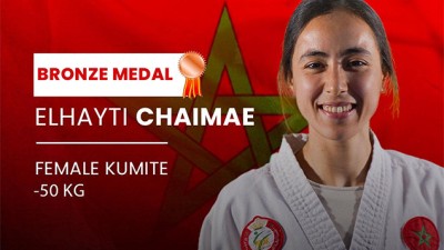 La Marocaine Chaimae El-Hayti décroche une médaille de bronze au Championnat du monde de karaté au Caire