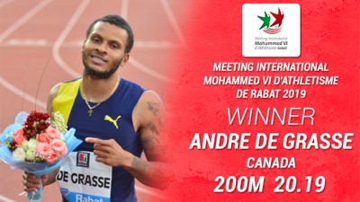 Meeting International Mohammed VI d'athlétisme: Le Canadien André de Grasse s'impose au 200m