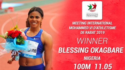 Meeting International Mohammed VI d'athlétisme (Diamond League) : La Nigériane Blessing Okagbare, première au 100m