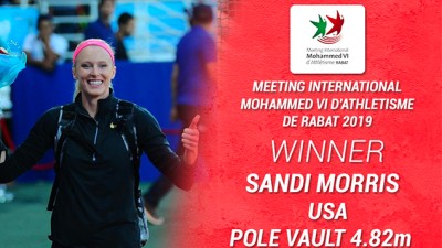 Meeting International Mohammed VI d'athlétisme (Diamond League): L'Américaine Sandi Morris s'impose au saut à la perche