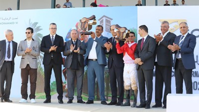 Meeting international du Maroc des courses de chevaux: le cheval Volver remporte le Grand Prix de SM le Roi Mohammed VI du Pur-sang Anglais