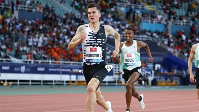 Meeting Mohammed VI d'athlétisme (1500 m hommes).. victoire du Norvégien Jakob Ingebrigtsen