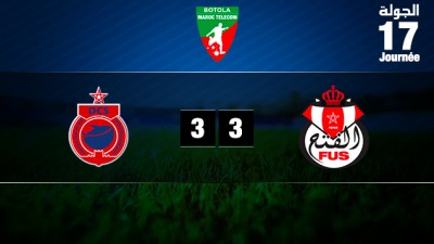 Botola Maroc Télécom D1 (17è journée): l'Olympic Safi et le FUS de Rabat se quittent sur un nul (3-3)