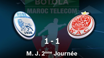 Botola Maroc Télécom D1 (Mise à jour 2è journée): Rapide Oued Zem et Wydad Casablanca font match nul (1-1)