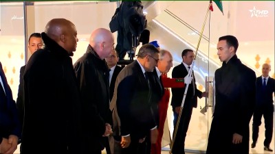 صاحب السمو الملكي الأمير مولاي الحسن يغادر ملعب الأمير مولاي عبد الله بعد نهاية المباراة الافتتاحية لكأس أمم إفريقيا