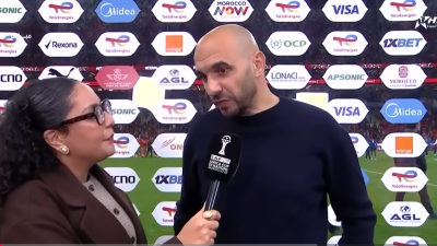 Interview de Walid Regragui, entraîneur de l'équipe nationale marocaine,après la qualification du Maroc pour les quarts de finale de la CAN